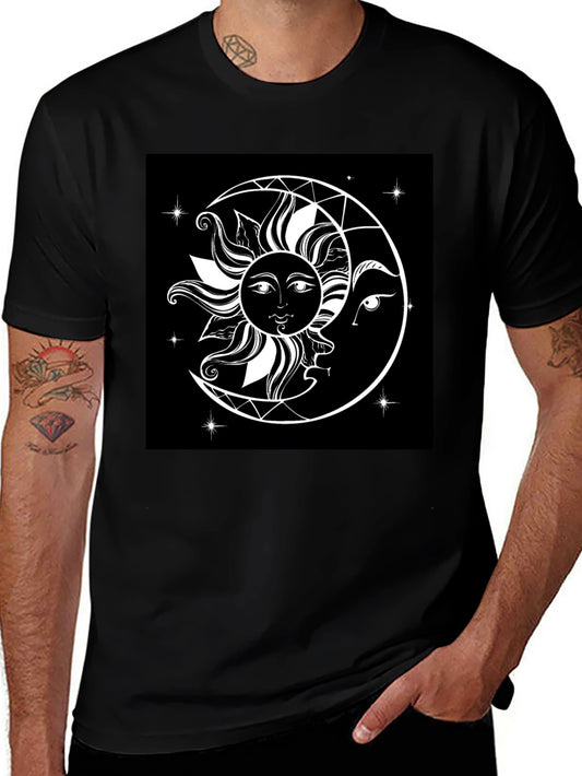 Celestial Sun & Moon Graphic Tee - Unisex Black T-Shirt
