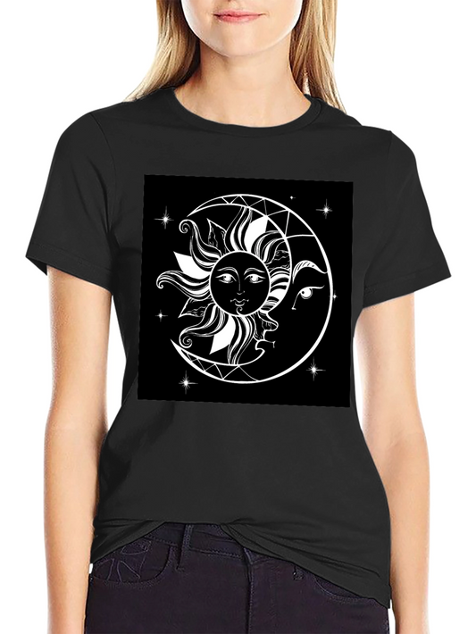 Celestial Sun & Moon Graphic Tee - Unisex Black T-Shirt